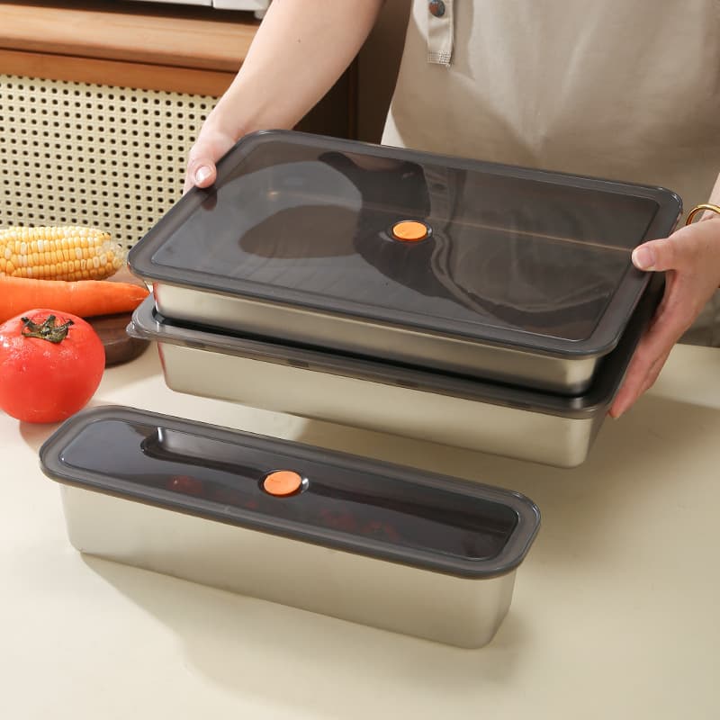 Cross-border dumpling freezing box 304 stainless steel fresh-keeping box dumplings quick-frozen storage box refrigerator fresh-keeping dumpling box