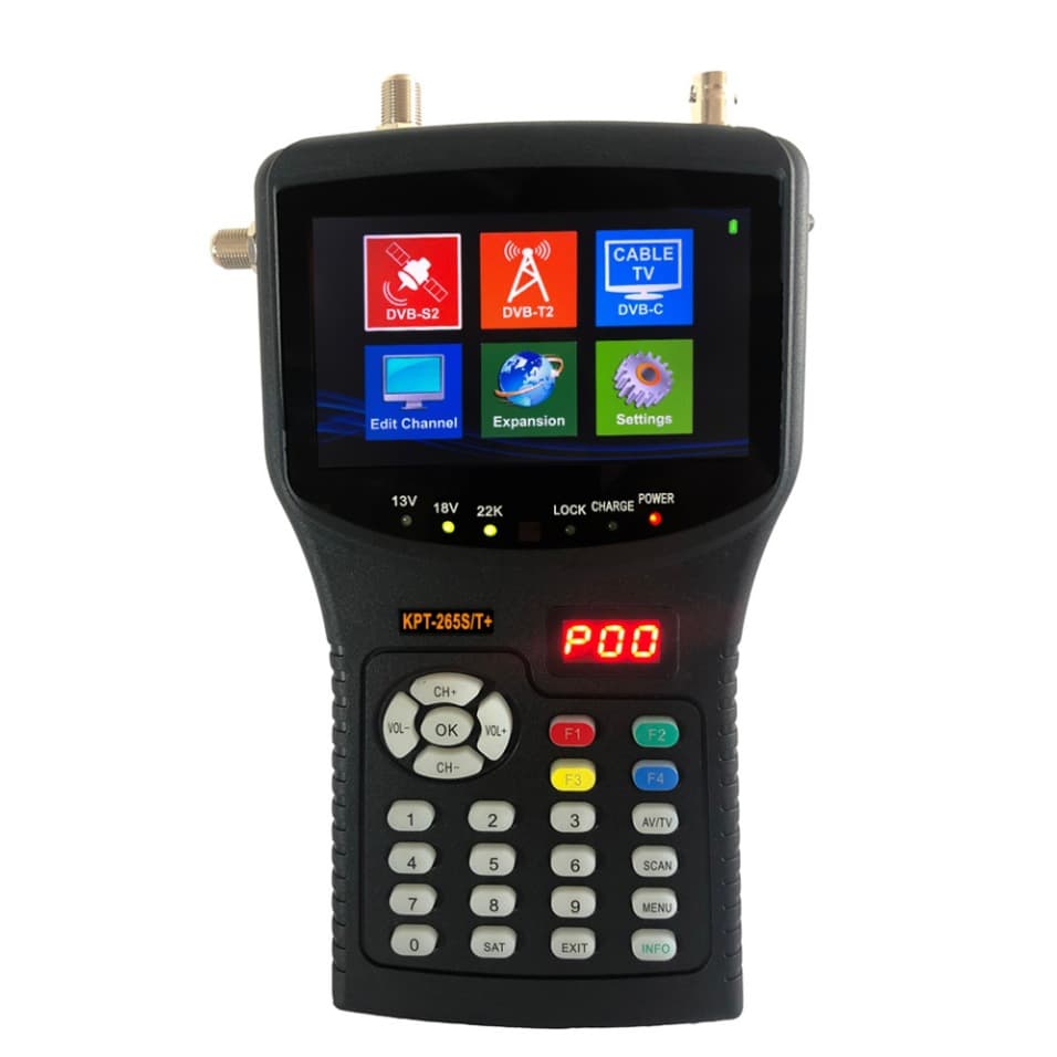 4.3-inch Handheld Multifunctional DVB-S2/T2/C with AHD 8MP Satellite Finder KPT-265S/T+