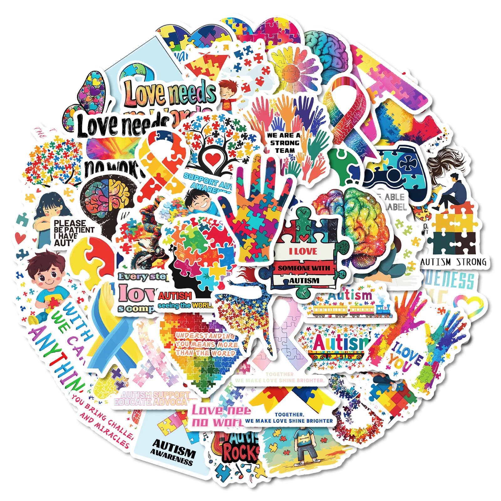 Cross-border direct purchase [one price] 50 warm and caring autism-themed graffiti stickers Amazon graffiti stickers