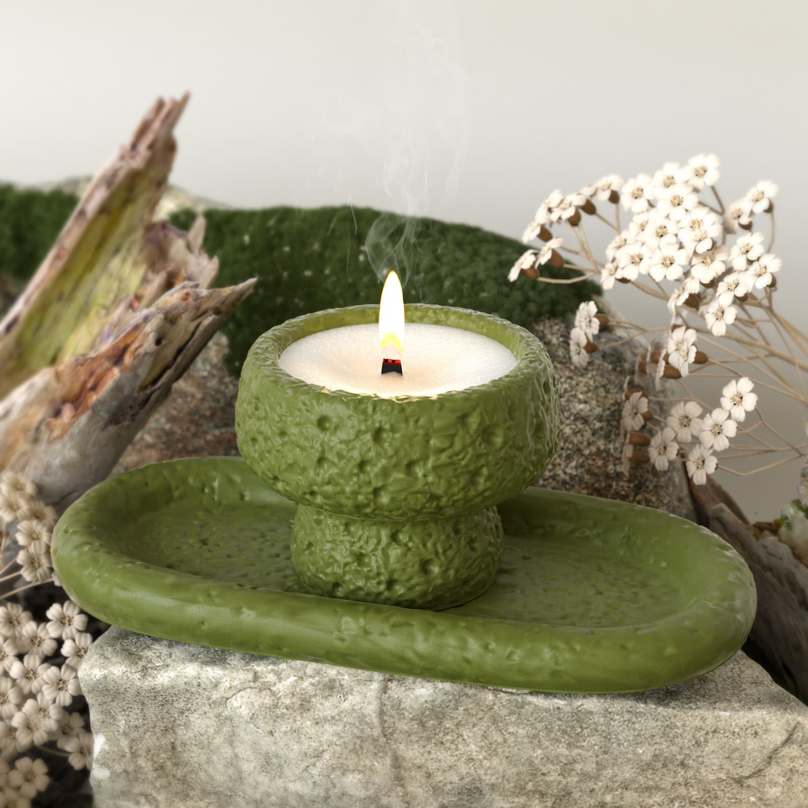 Custom-made aroma diffuser stones in various shapes, plaster blanks, candlesticks, ornaments, and car interior decorations.