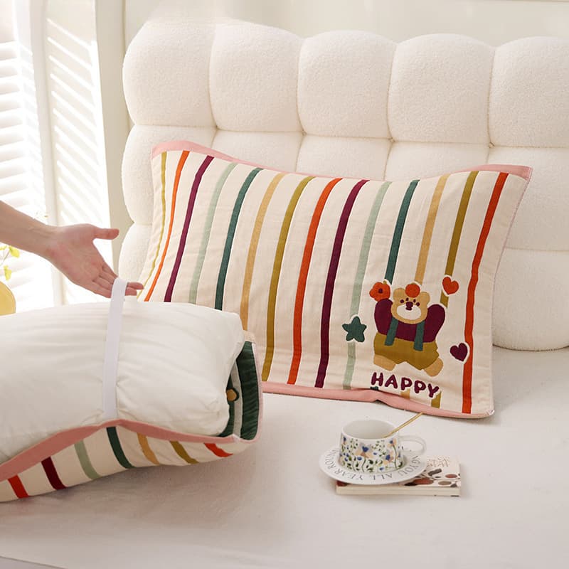 Pure Cotton Pillowcase, Eight-Layer Gauze, Set of 2, Adult Size, Thickened, All-Season, Student, Couple, Pillow Cover