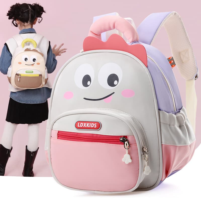 Kindergarten Backpack for Boys and Girls Ages 1-3-5, Cute Cartoon Dinosaur Double-Shoulder Bag for Cross-Border
