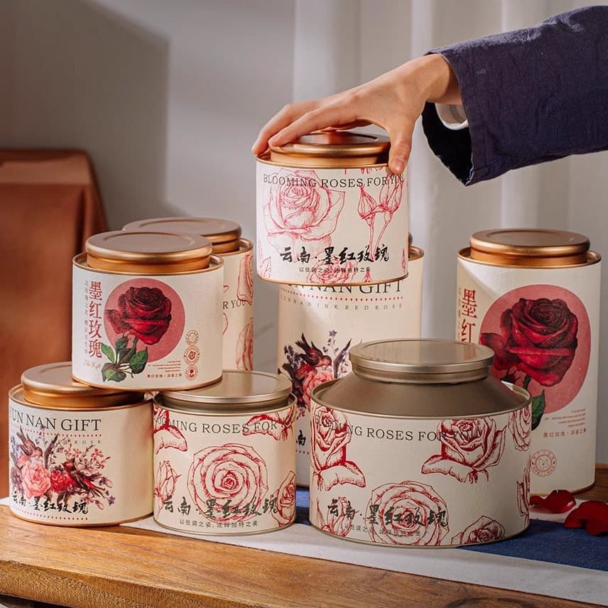 Yunnan Black Rose Sealed Jar Rose Tea Freeze-Dried Food Storage Jar Rose Gift Storage Canister