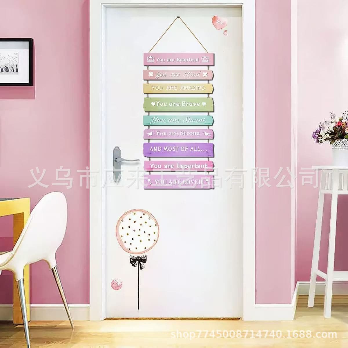 Amazon Hot Selling Decorative Wooden Hanging Sign Art Decor Hemp Rope String Home Decoration Wood Plaque