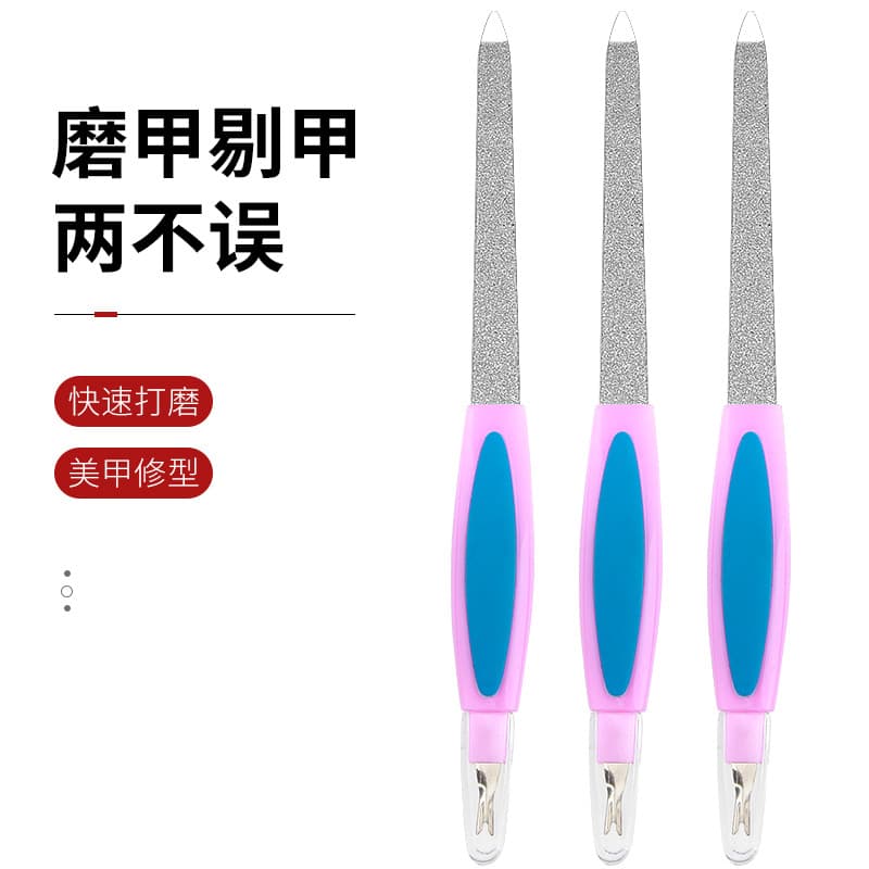 Stainless Steel Nail File Double-Ended Dual-Sided Cuticle Fork File Polishing Buffer Beauty Kit Accessory Manicure Tool