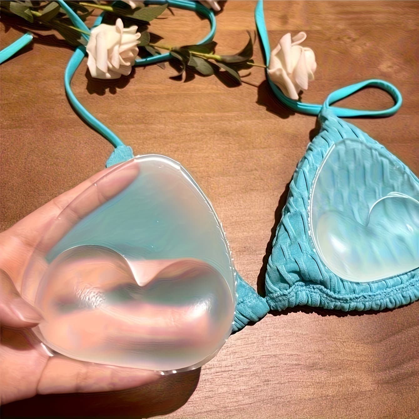 Invisible Nude Silicone Bra Inserts for Swimwear, Thickened Waterproof Bikini Bra Pads, Small Appears Larger Transparent Bra Inserts