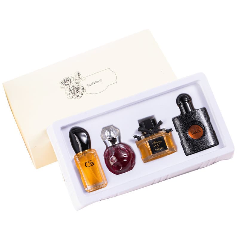 Flower Whisper Gift Box Women's Perfume 4-Piece Set, Perfume Wholesale, Long-Lasting Light Scent, Recommended Black Coffee Perfume for Women