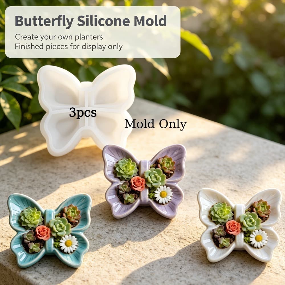Four-Grid Butterfly Storage Tray Silicone Mold, Resin Casting, Aromatherapy, Succulent Pot Base, Handmade Mold