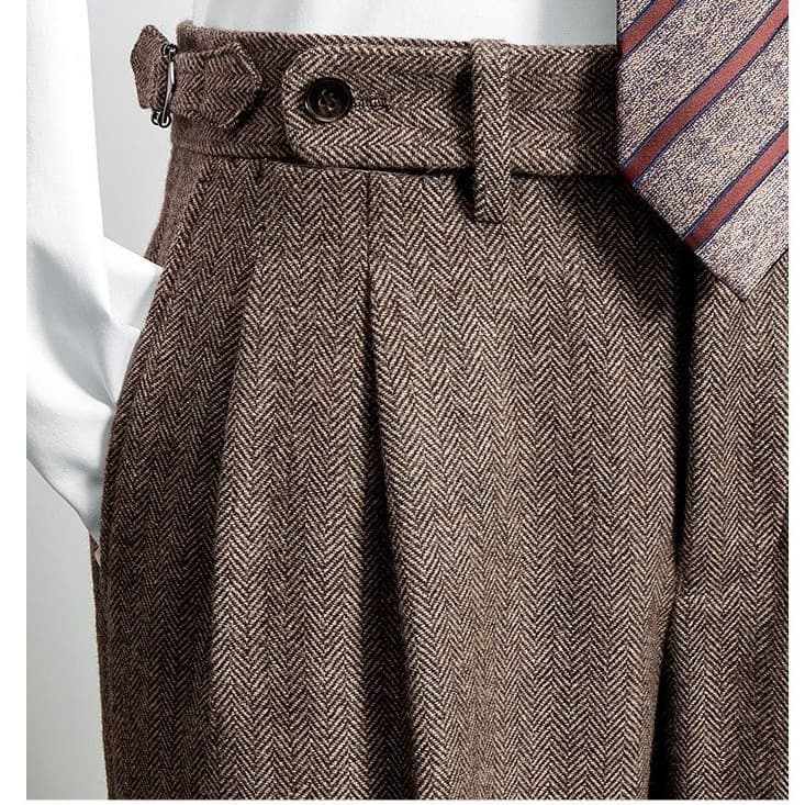 Straight-leg Men's Dress Pants 2026 Gray Slim-fit Italian High-waist Trousers Double-pleat Casual Long Pants