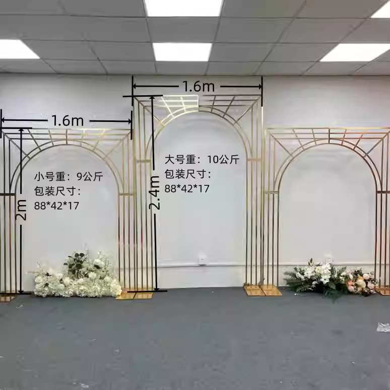 Wedding Props Iron Screen Wedding Stage Decoration Electroplated Gold Silver Arch Welcome Area Decorative Backdrop Stand