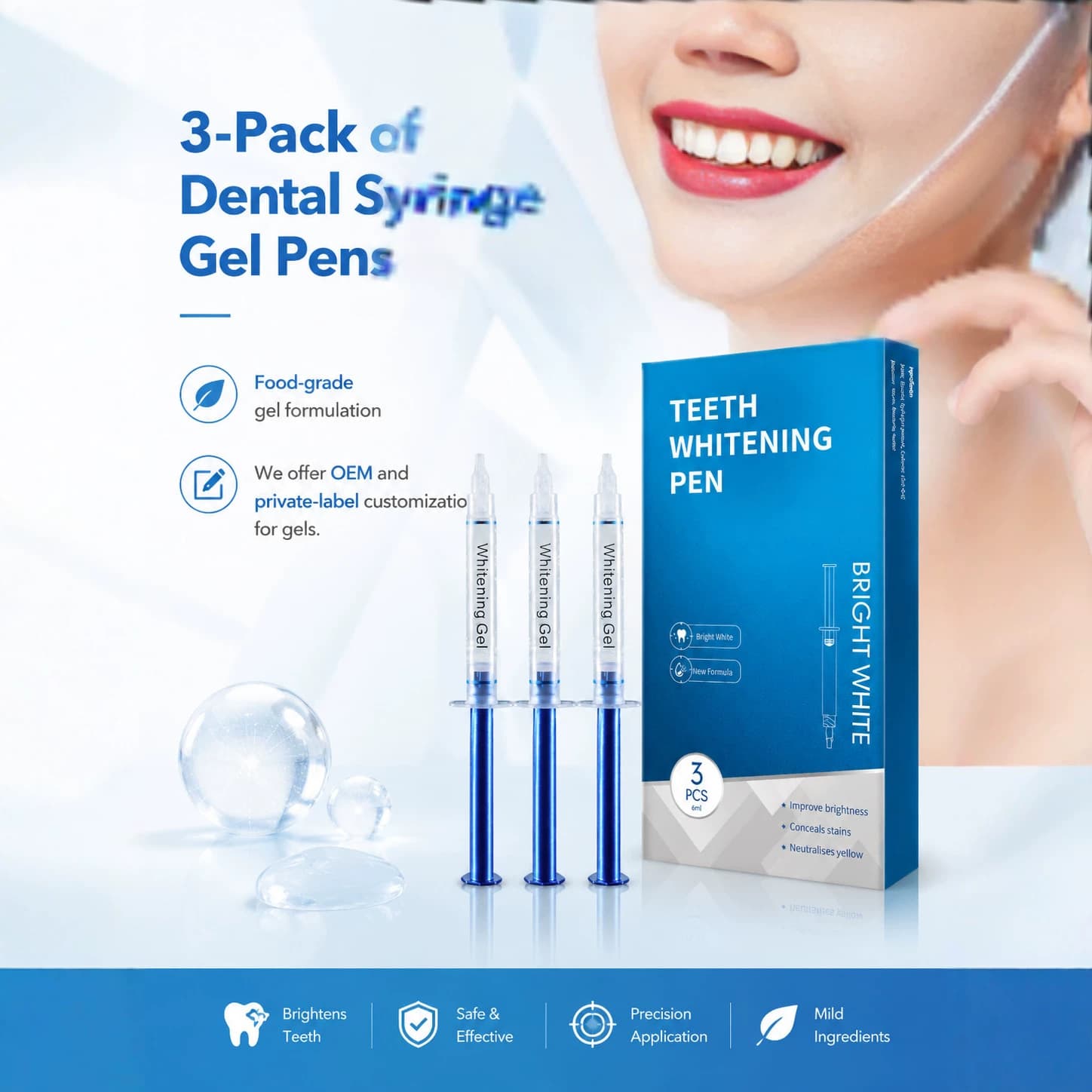 Teeth Whitening Gel 3-Pack Cross-Border Stain Remover Tooth Essence Whitening Brightening Smoke Stain Removal Gel