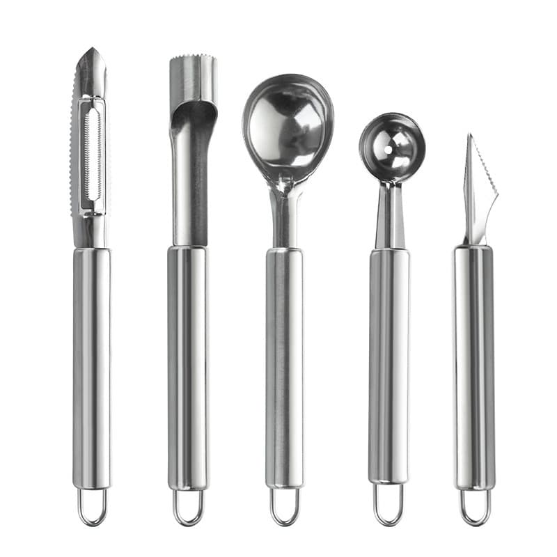 Stainless Steel Kitchen Tools Melon Baller, Crinkle Cutter, French Fry Cutter, Slicer, Peeler