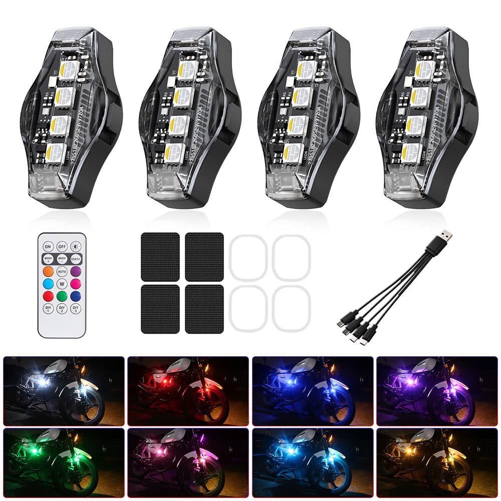Cross-border flashing aircraft lights wireless remote control motorcycle car 4-light flash LED decorative light warning light