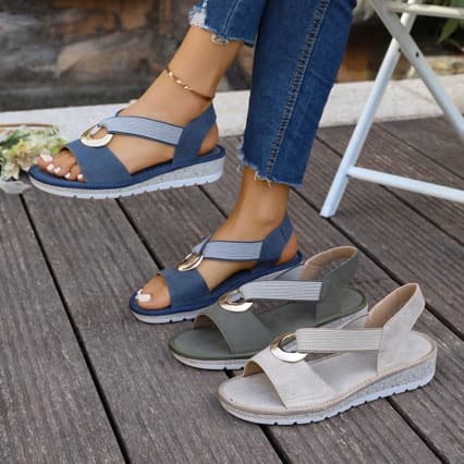 Fish Mouth Sandals Women Cross-border Metal Buckle Wish Foreign Trade Decorative Hemp Rope Amazon European American Wedge Heel Plus Size Women's Sandals