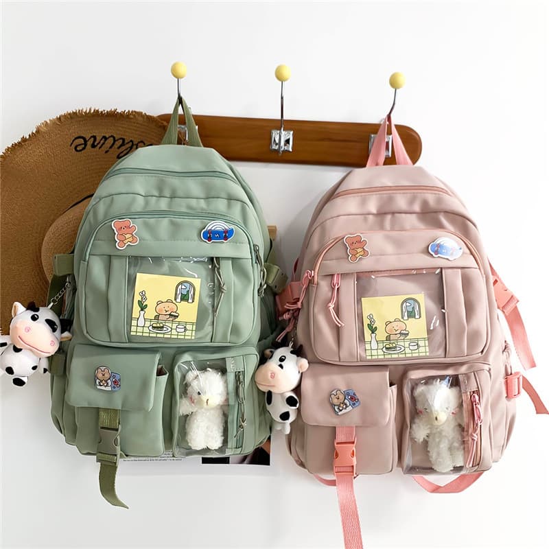 Women's Simple Harajuku Style Backpack Trendy Fashionable School Bag For Junior Senior High School University Students