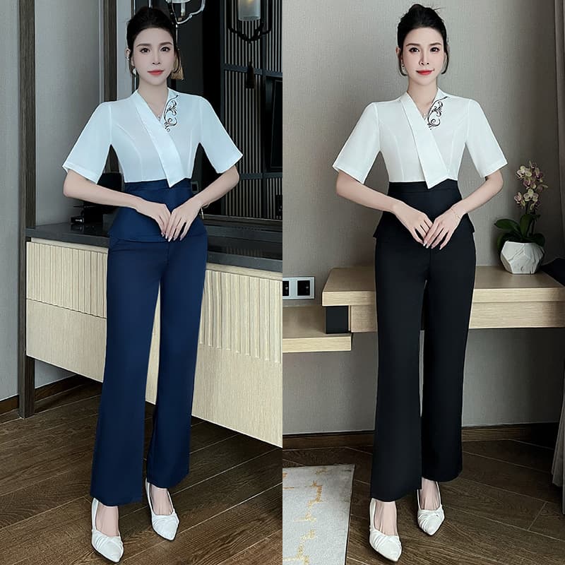 2024 Autumn Winter New Beautician Technician Workwear Youthful Foot Bath Foot Bath Work Clothes Slimming Elegant Set 1383