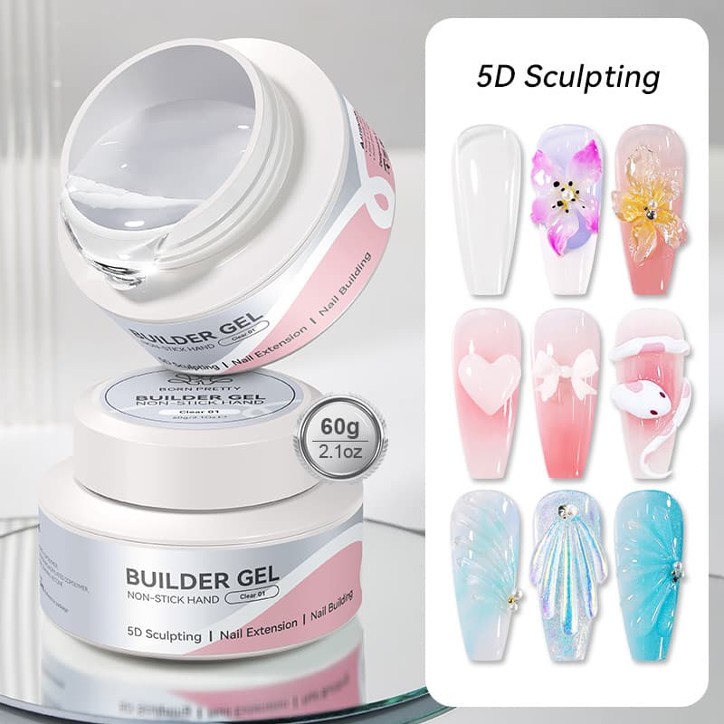 BORN PRETTY Large Capacity Solid Non-Stick Extension Gel, No Paper Form, Hand-Moldable Quick Extension Carving Gel