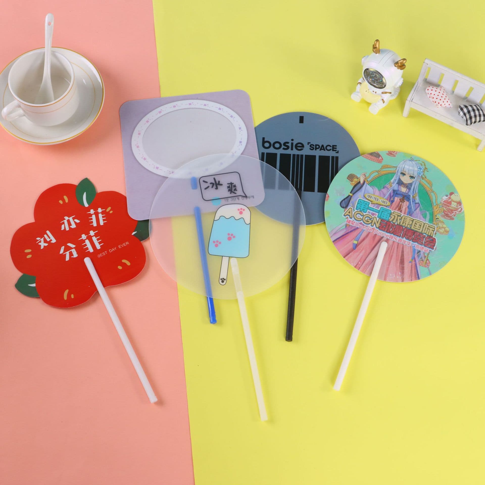 Manufacturer PP Plastic Enrollment Advertising Fans with Logo Printing, Creative Round Fans Wholesale, Rivet Handle Advertising Fan Customization