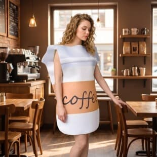 Amazon Hot Selling European and American Coffee Cup Cappuccino Cosplay Performance Costume