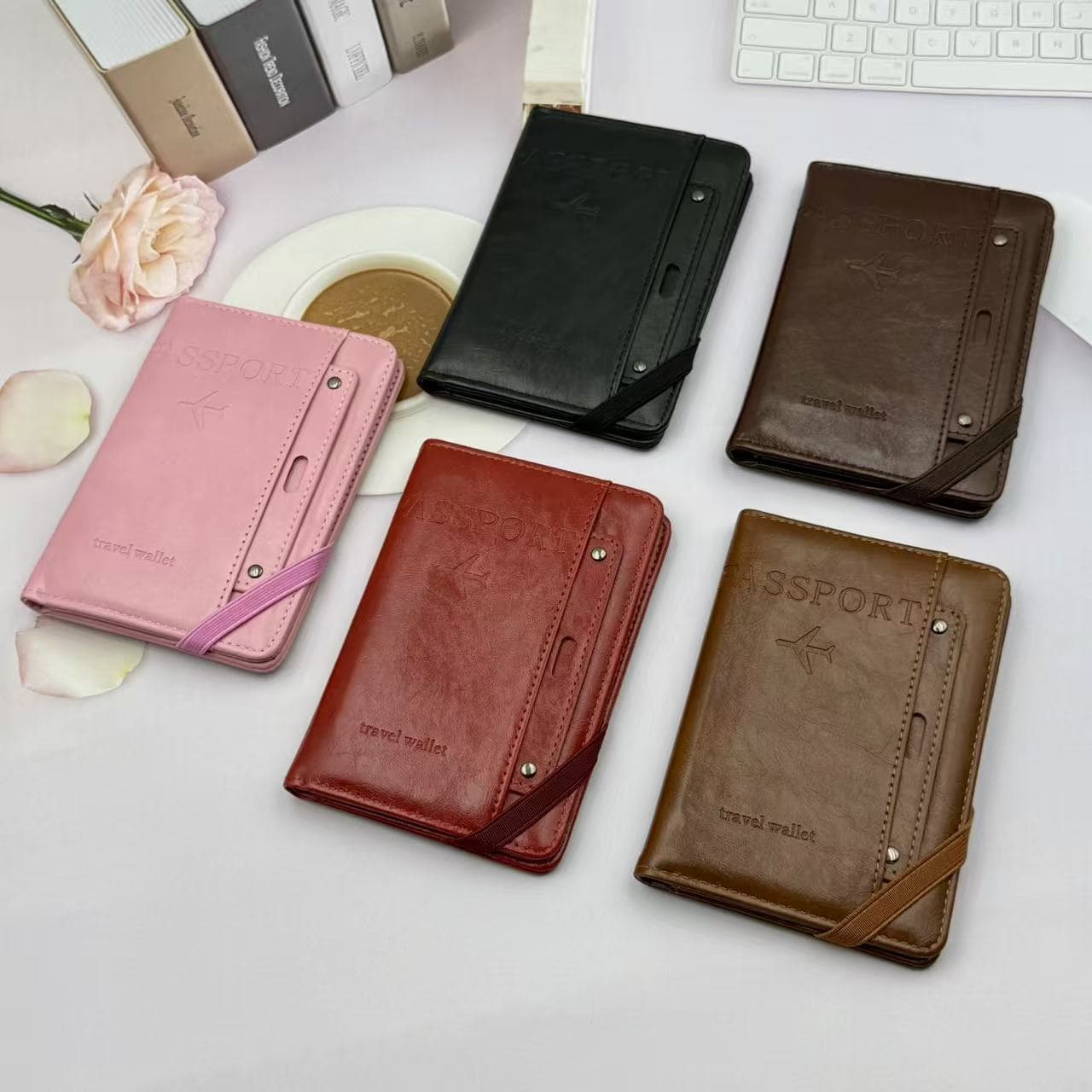 Manufacturer anti-skimming RFID document holder passport case multi-functional Amazon best-selling ticket folder storage travel wallet