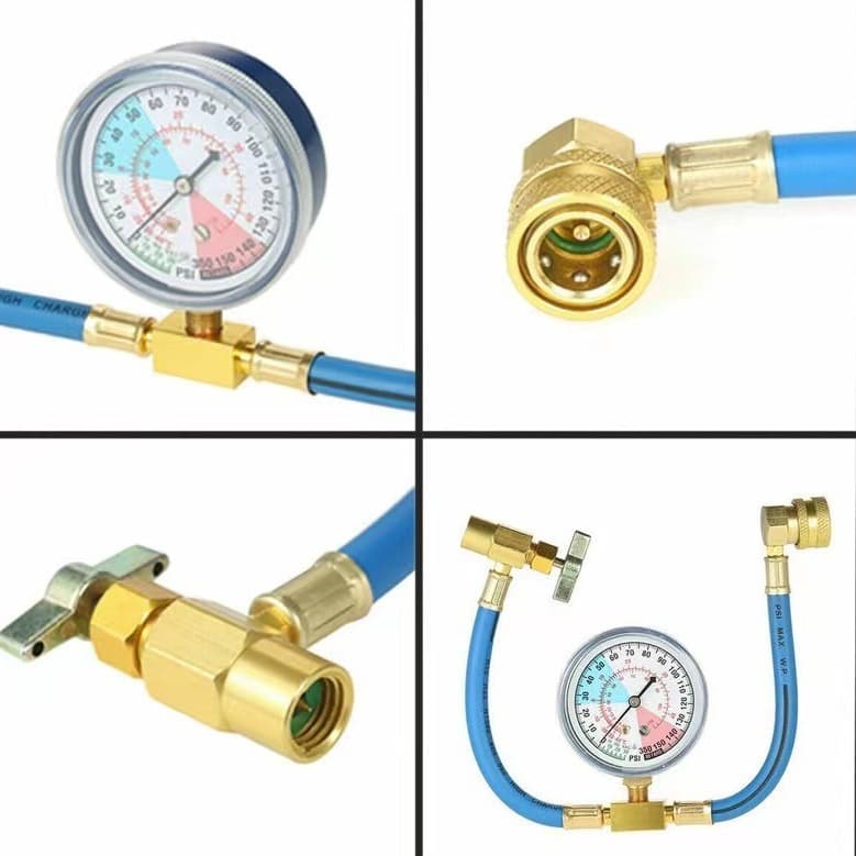 R134A Automotive Air Conditioning Refrigerant Charging Hose with Gauge, M14 1/2