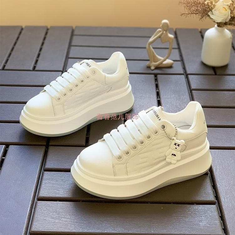 White Sneakers for Women New 2025 Spring/Autumn Versatile Platform Chunky 5CM Petite-Friendly Sporty Casual Single Shoes