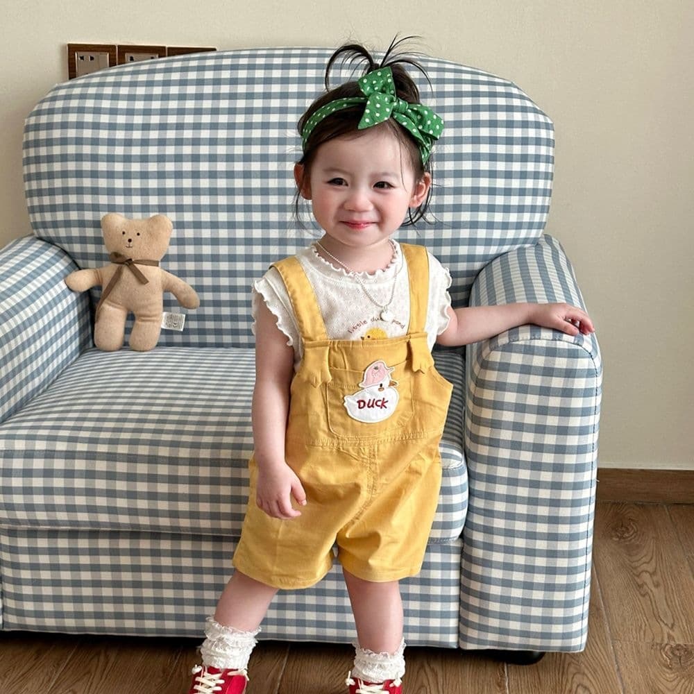 Girls' Overall Shorts Set Summer New Baby Girl Stylish Cute Duck Camisole Shorts T-Shirt Two-Piece Set