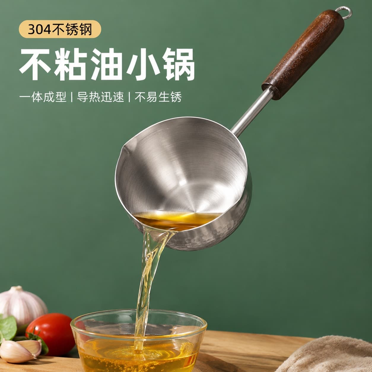 Stainless Steel Oil Splash Pot Small Oil Pot Thickened Oil Splash Pot Kitchen Mini Flat-Bottom Hot Oil Pot