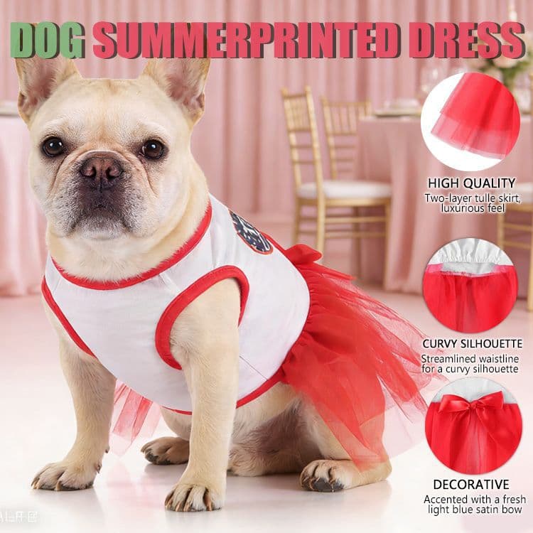 Cross-border Pet Dress for Dogs, Factory-Supplied Summer Pet Clothing, Printed Polka Dot Polyester Thin Dog Dress
