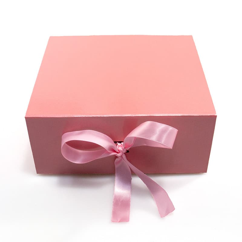 Full Cover Ribbon Gift Box Flip Lid Foldable Packaging Box Adhesive Sticker Bow Hard Thick Paper Box for Export