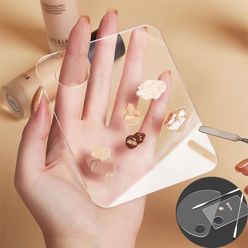 Acrylic Transparent Color Palette Foundation Mixing Board Makeup Artist Professional Transparent Double-Sided with Protective Film