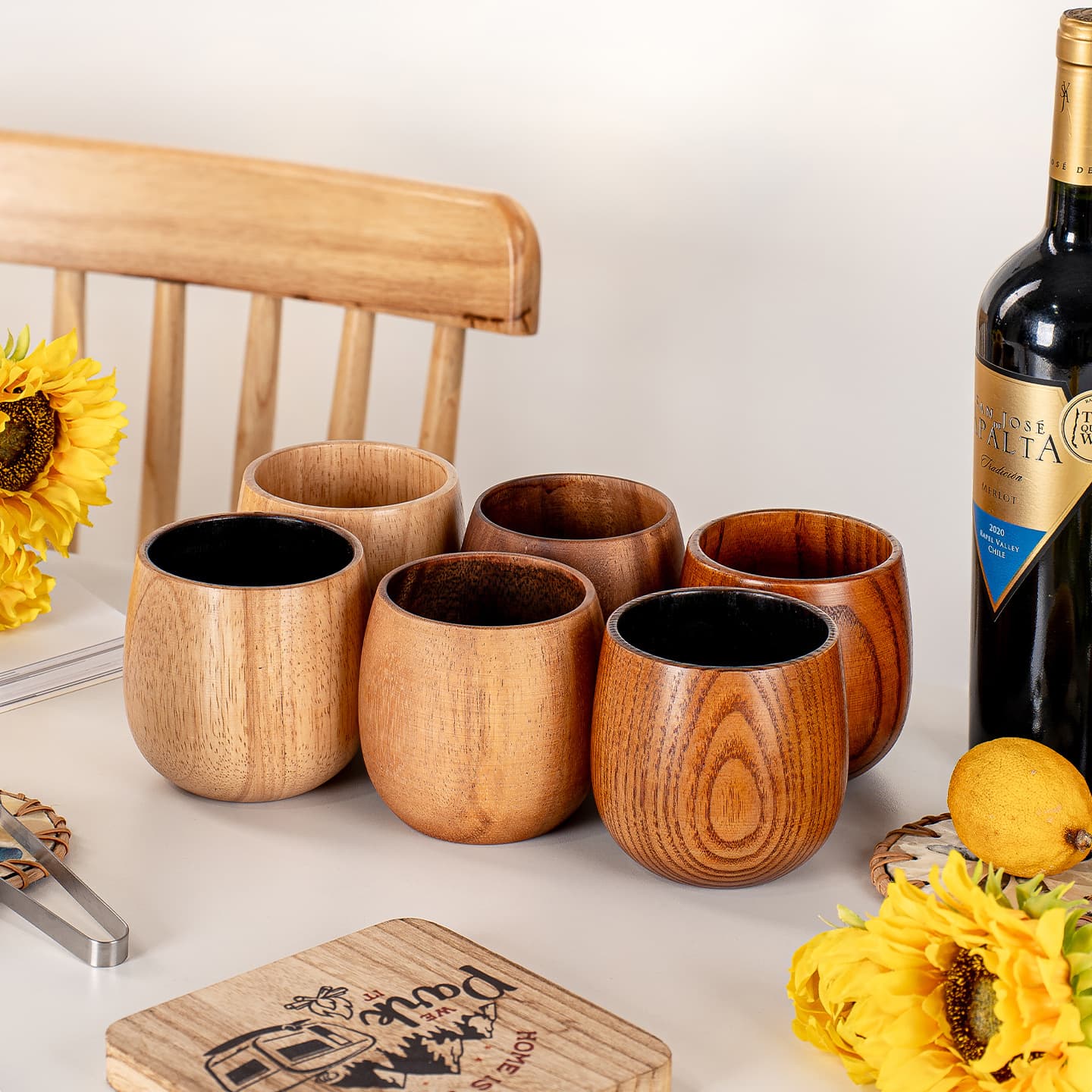 Carbonized Jujube Wood Large Belly Cup, Whiskey Cup, Wooden Cup, Creative Wooden Cup, Solid Wood Anti-Scald Tea Cup, Water Cup