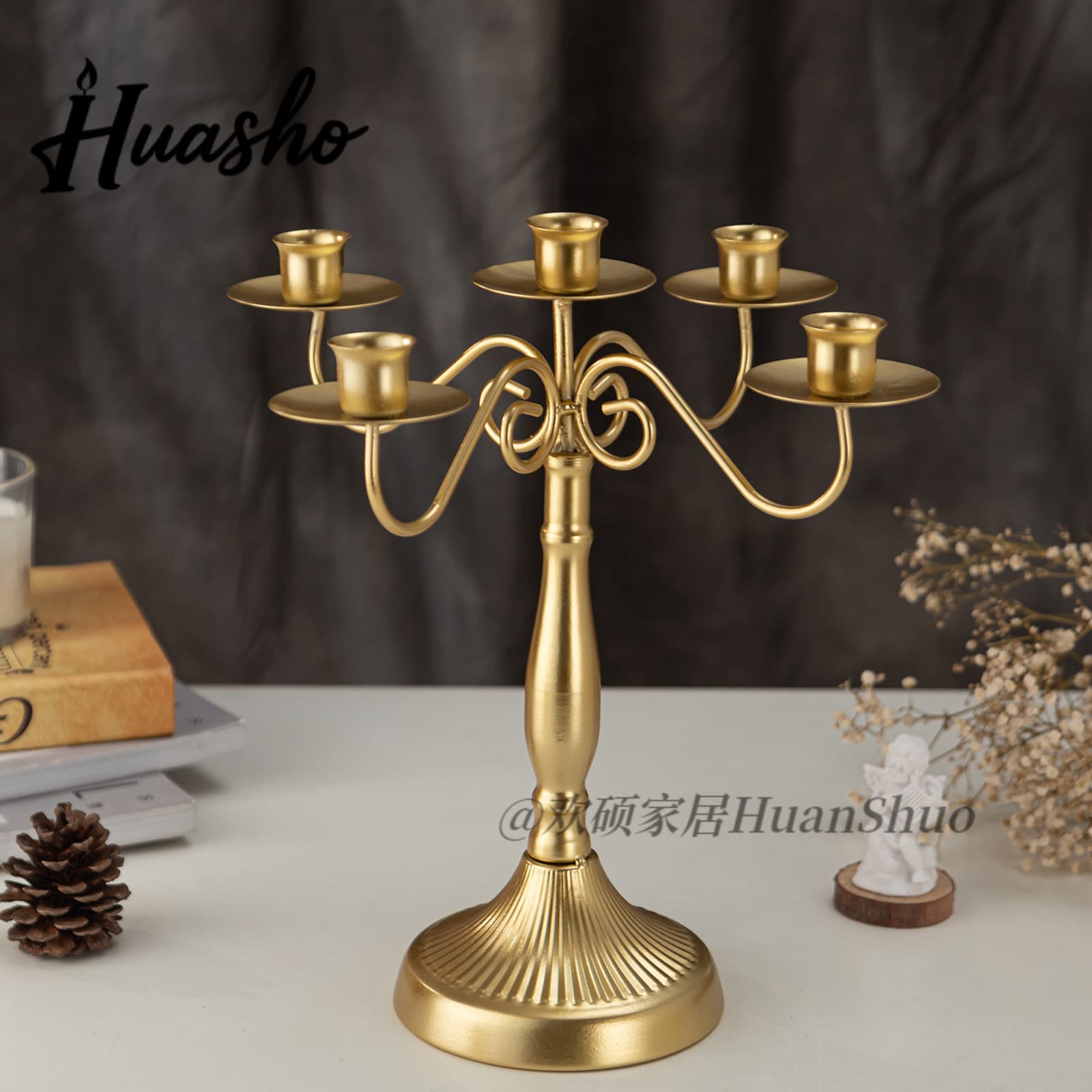 Vintage Candle Holder Three-Arm Five-Arm Ornament Retro Romantic Wedding Prop Candlelight Dinner Restaurant Hotel Home Decoration
