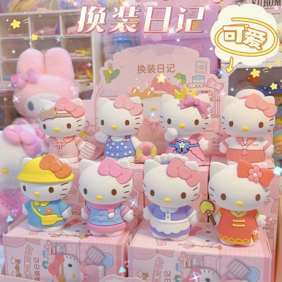 Hello Kitty Dress Up Diary Blind Box Hello Kitty Handmade Office Doll Girl Heart Desktop Ornament Gift