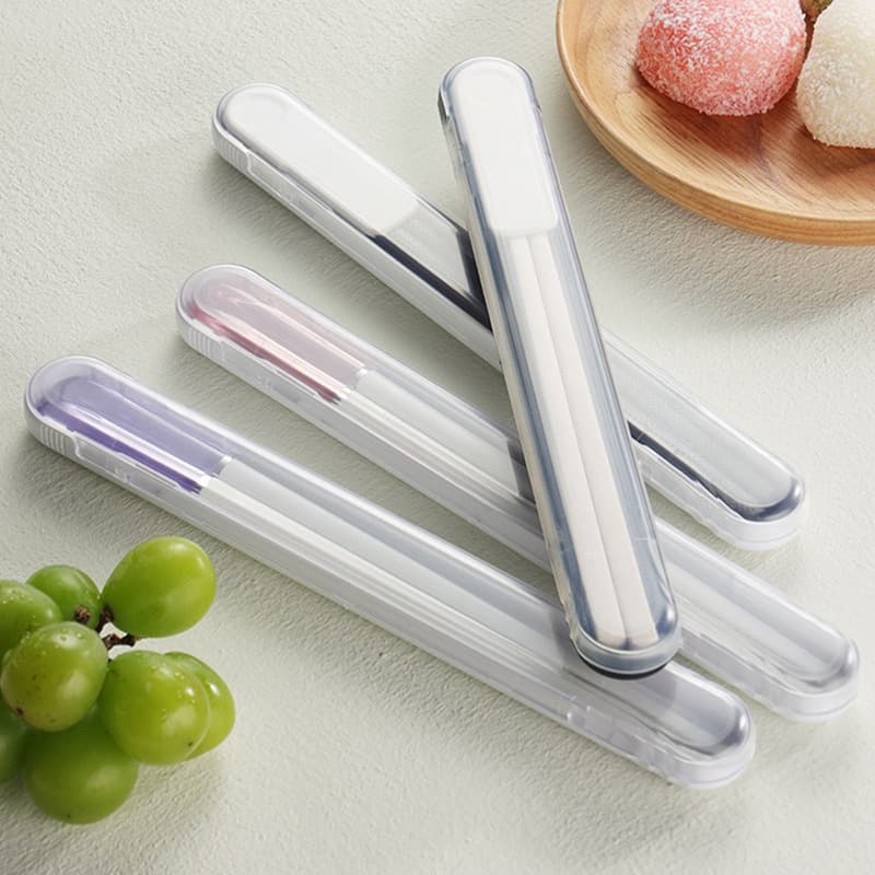 ABS portable utensil chopstick storage box, straw case with wooden chopsticks, single-person set for students/office workers as gifts