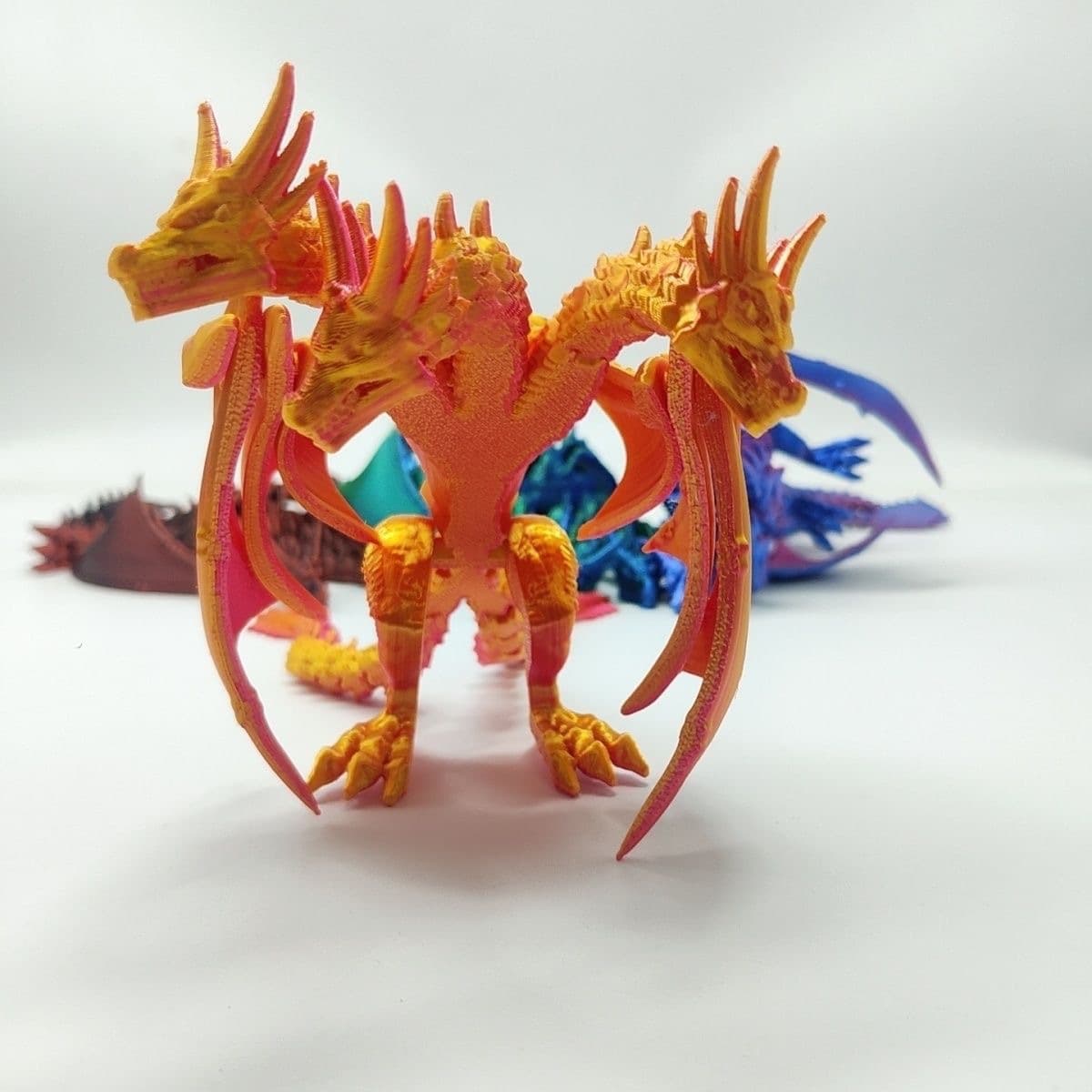 3D Printed King Ghidorah Three-Headed Dragon Standing Monster Model Toy Figure Decorative Ornament Gift
