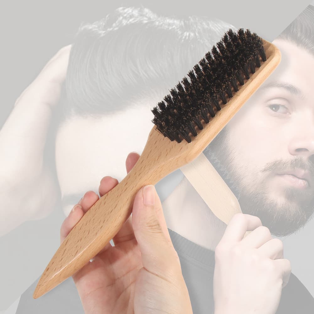 Men's Beard Brush Wooden Bristle Hair Brush Cleaning Brush Oil Head Styling Care Brush Multi-Functional Cleaning Brush