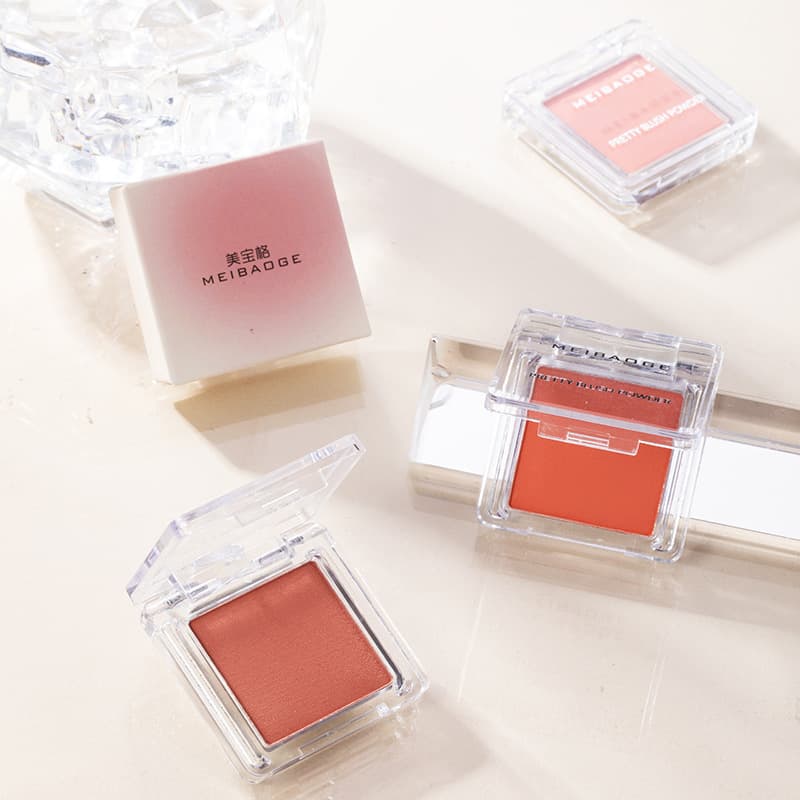 MEIBAOGE Single Color Blush Highlighter Contour Purple Blue Peach Matte Natural Milky Apricot Blush