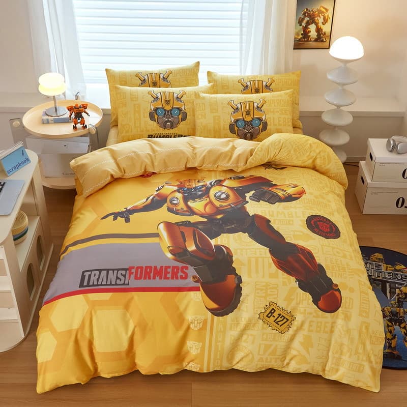 Cartoon 100% Cotton Pure Cotton 4-Piece Set Transformers Big Plate King Kong Pure Cotton Boys 3-Piece Set Bedding Set Bed Sheet