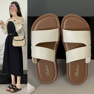 Flat Sandals for Women Summer Outdoor Fairy Style with Dresses Shopping Beach Vacation Flip Flops Factory