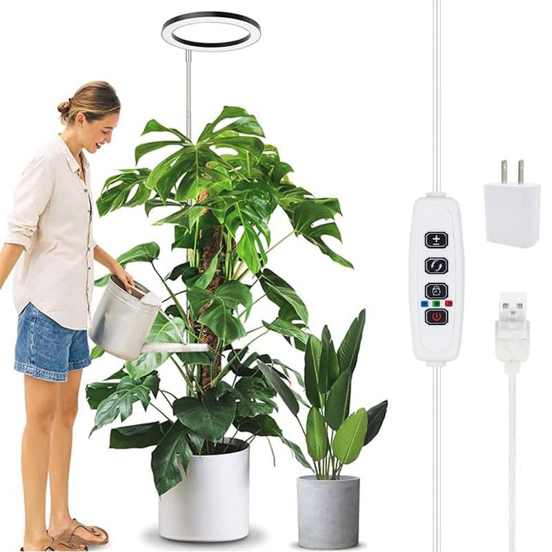New Cross-Border Adjustable Angel Ring Telescopic Floor Plant Light Full Spectrum Grow Light Low Voltage 5V USB