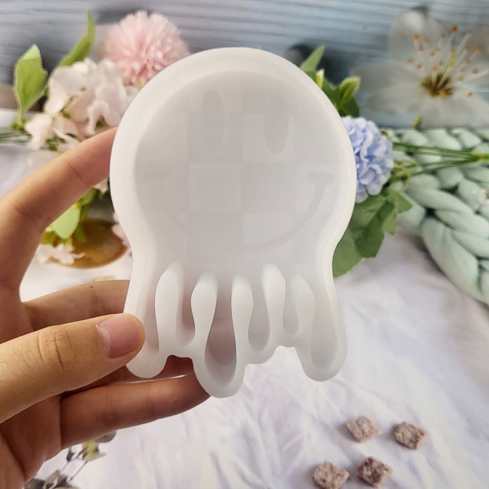 Z0098 Grid Smiley Face Aroma Mold Crystal Epoxy Silicone Mold DIY Decoration Silicone Mold