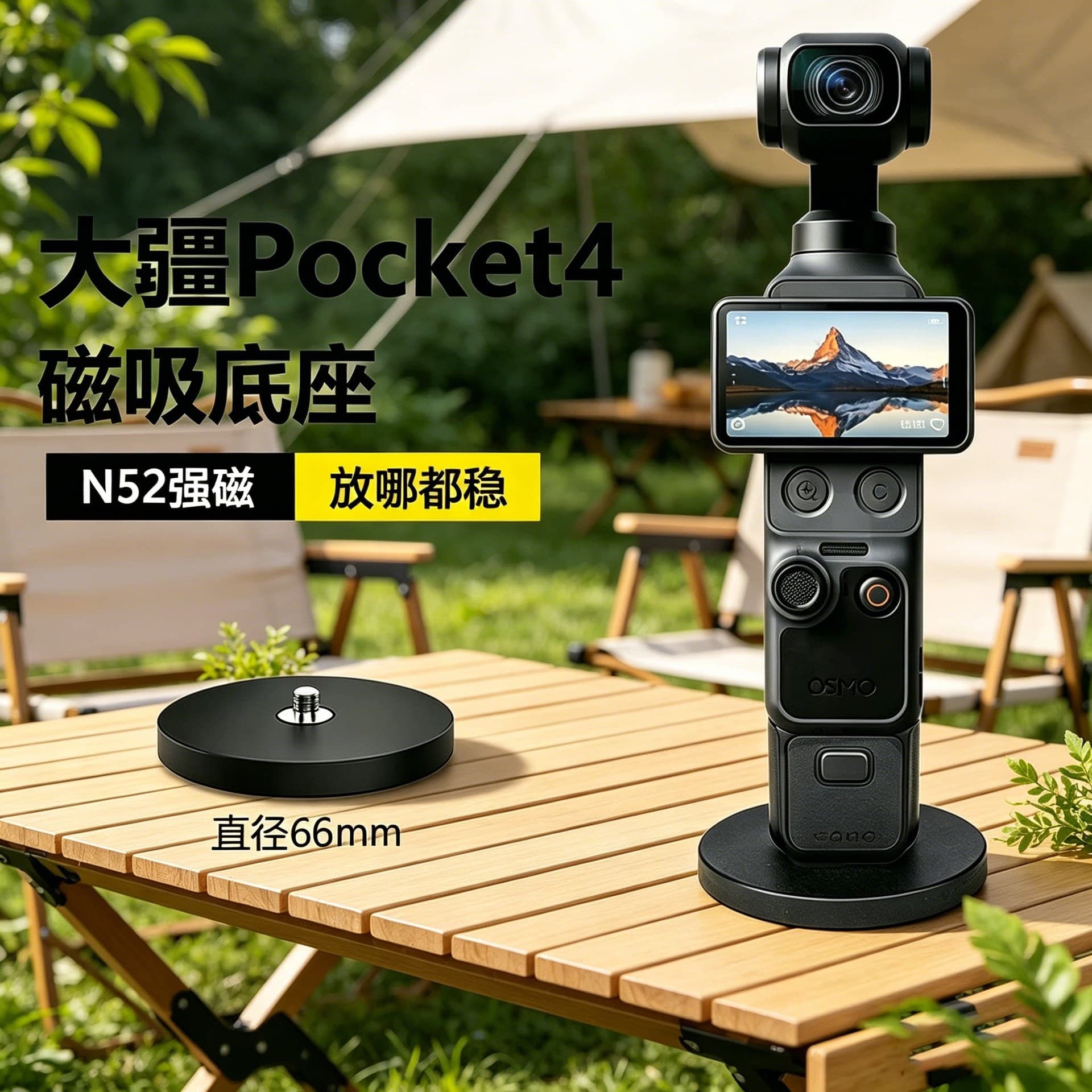 Compatible with DJI Action 6/5 Pro/4 Action Camera Magnetic Mount Bracket, Pocket 4/3 Shooting Mount