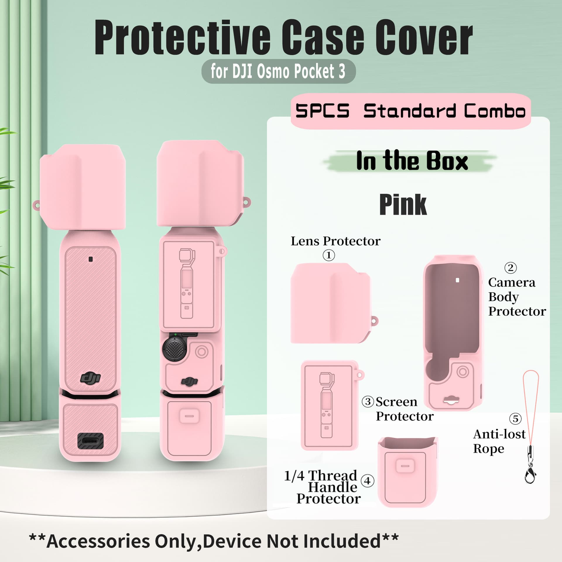 Silicone Protective Case for DJI Osmo Pocket 3, Full Coverage Drop-Proof Gimbal Cover, Camera Lens Guard