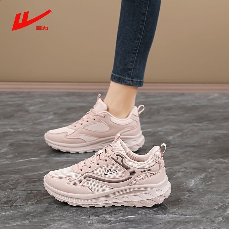 Warrior Women's Mesh Breathable Work Shoes, All Black Non-Slip Cloud-Like Spring Trendy Office Sneakers