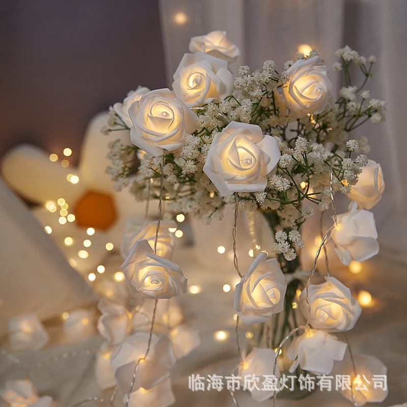 LED Simulation Rose Fairy Lights String for Valentine's Day Proposal Scene Decoration Romantic Confession Wedding Setup Lights