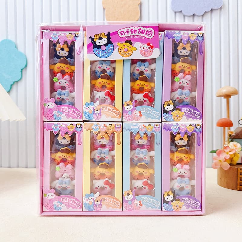 Cute Donut Eraser Sanrio Cartoon Fun Eraser Elementary School Supplies Activity Prize Gift