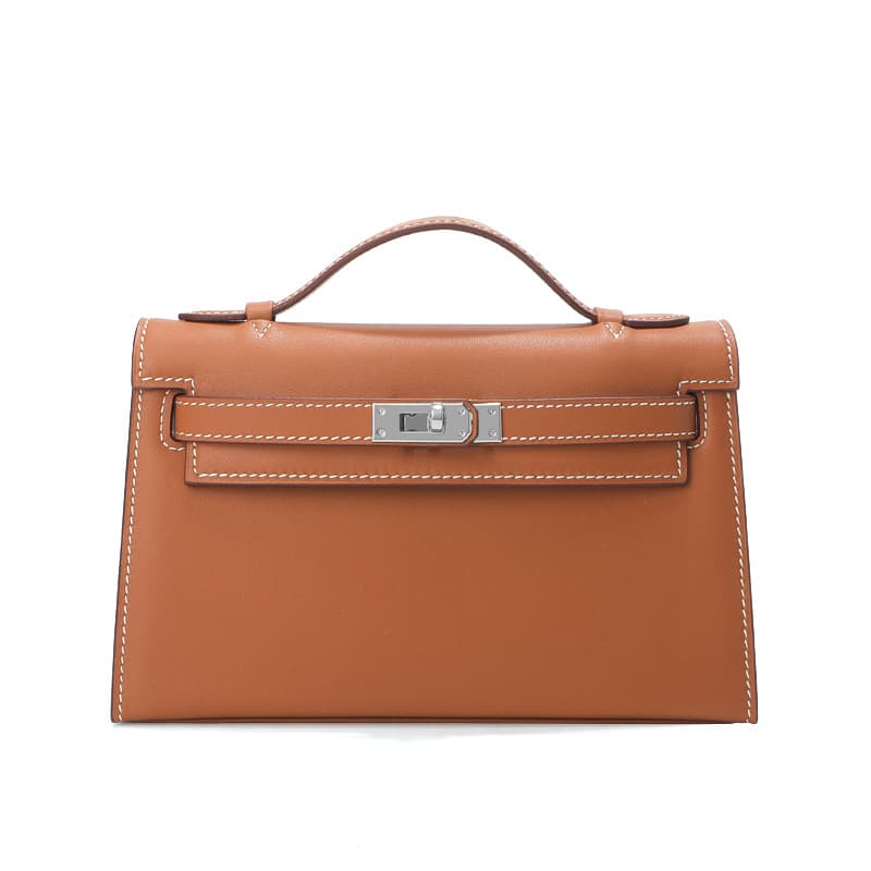 Premium Swift Top-Grain Leather First-Generation Kelly Shoulder Bag, Light Luxury Vintage Crossbody Genuine Leather Handbag
