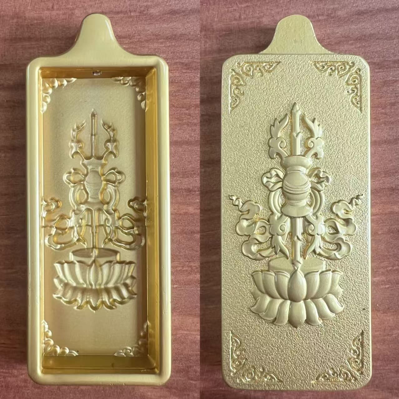 New Thangka box pendant, Tibetan 2*5cm Thangka gau box necklace, gold colorfast empty box.