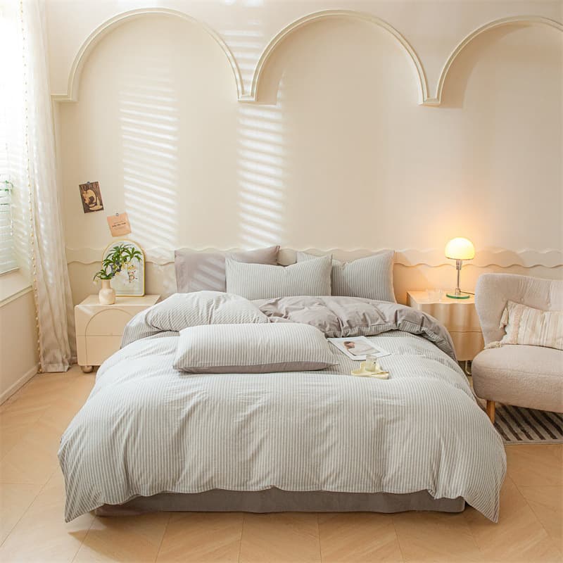 Washed Pure Cotton Bedding Set Simple Design Three-Piece Quilt Cover And Sheet Set Four-Piece Cotton Dyeing And Printing Process